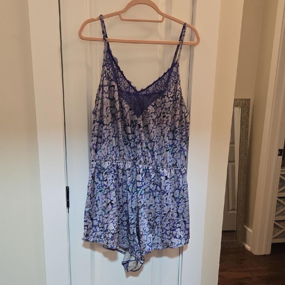 Purple and Blue Lace Trim Romper